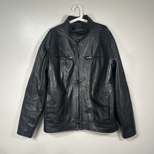 Moonshine Spirit Brad Paisley Black Faux Leather Moto Jacket Men's Large Biker